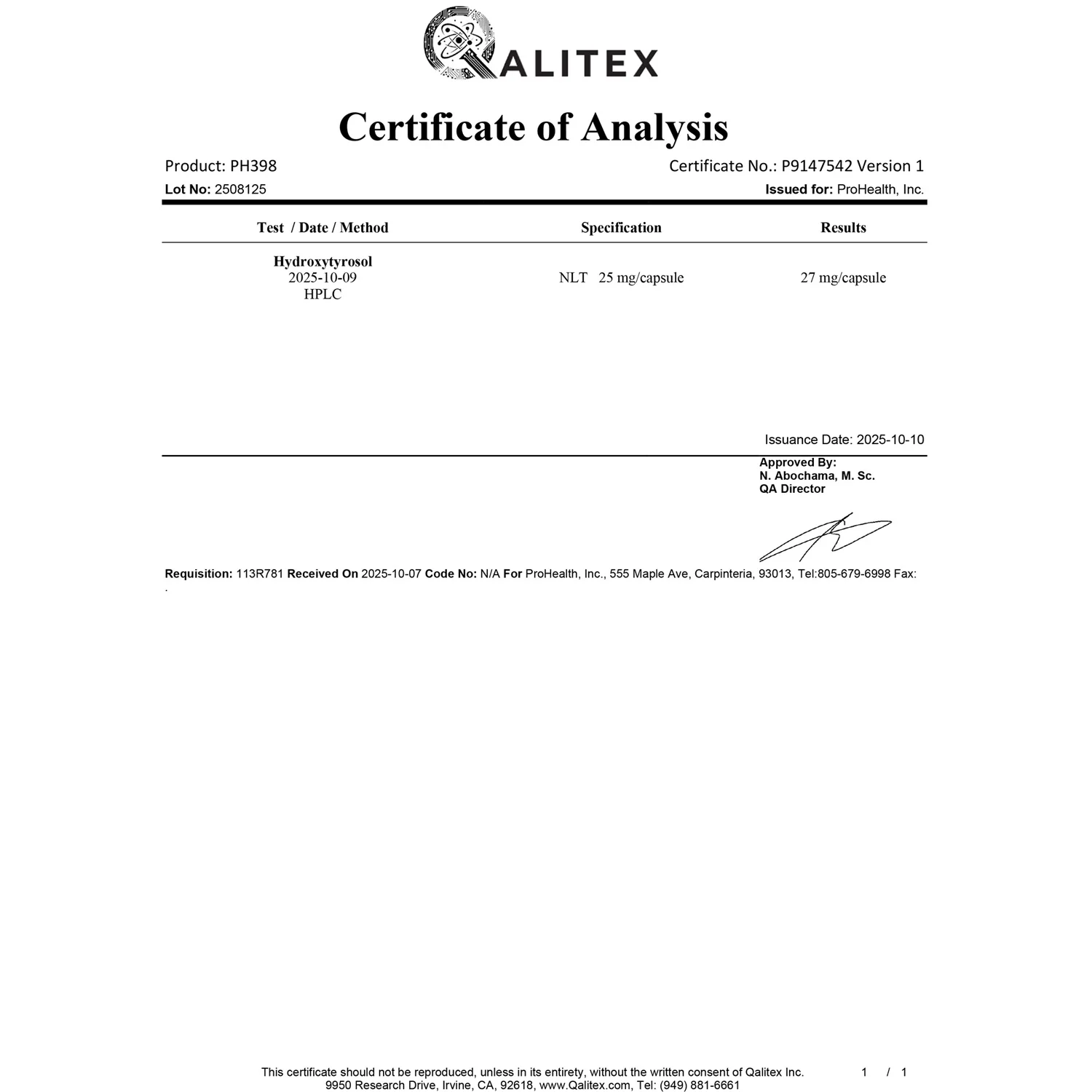 Hydroxytyrosol Extreme™ - 25 mg, 90 capsules - Image 3